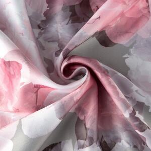 Bielo ružovy romantický zatemňujúci záves so zavesením na štipce Ružová