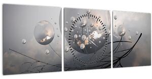 Obraz abstraktných gulí (s hodinami) (90x30 cm)