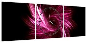 Obraz - ružová abstrakcia (s hodinami) (90x30 cm)