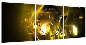 Abstraktný obraz žltých gulí (s hodinami) (90x30 cm)