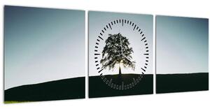 Obraz prírody - strom (s hodinami) (90x30 cm)