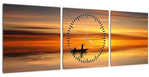 Obraz - plavba na loďke (s hodinami) (90x30 cm)
