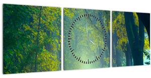 Obraz cesty lemovanej stromami (s hodinami) (90x30 cm)