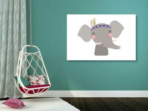 Obraz sloník s indiánskymi pierkami