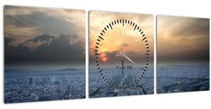 Obraz - Paríž z výšky (s hodinami) (90x30 cm)