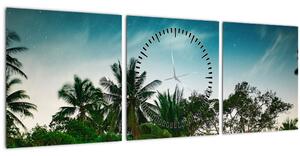 Obraz - palmy (s hodinami) (90x30 cm)