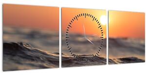 Obraz vodnej hladiny (s hodinami) (90x30 cm)