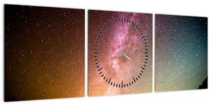 Obraz - obloha plná hviezd (s hodinami) (90x30 cm)