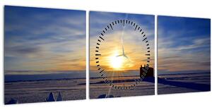 Obraz - polárna krajina (s hodinami) (90x30 cm)