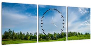 Obraz lúky (s hodinami) (90x30 cm)