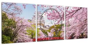 Obraz japonskej čerešne (s hodinami) (90x30 cm)