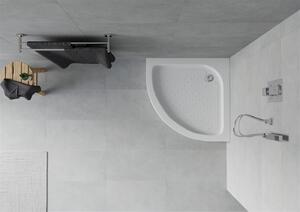 Mexen RIO - Štvrťkruhová sprchová vanička 70x70x14 cm + chrómový sifón, biela, 47107070