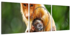 Obraz opíc (s hodinami) (90x30 cm)