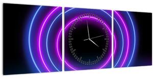 Obraz farebných kruhov (s hodinami) (90x30 cm)