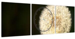Obraz sivej púpavy (s hodinami) (90x30 cm)