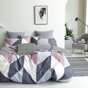 Obojstranné bavlnené posteľné obliečky sivo ružové Sivá