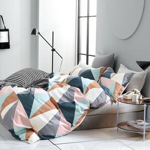 Originálne farebné bavlnené posteľné obliečky s geometrickým vzorom Ružová