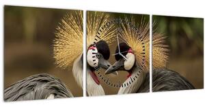 Obraz vtákov (s hodinami) (90x30 cm)