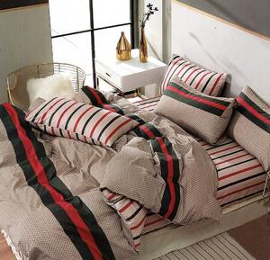 Moderné béžovo červené bavlnené posteľné obliečky Béžová