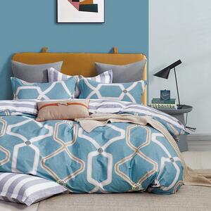 Moderné modré obojstrané bavlnené posteľné obliečky Modrá