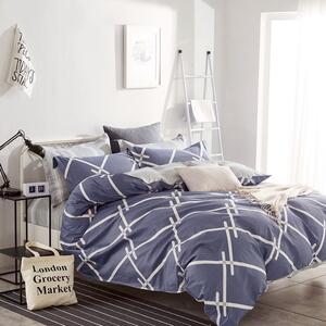 Obojstranné sivo modré bavlnené posteľné obliečky Modrá