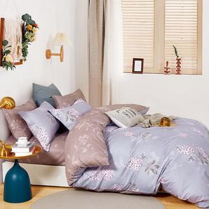 Bavlnené posteľné obliečky sivo fialové 180x200 cm SKLADOM Fialová