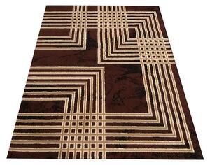 Moderný hnedý koberec s geometrickým motívom štvorcov Hnedá Šírka: 100 cm | Dĺžka: 190 cm