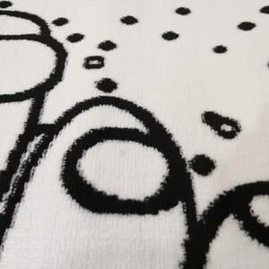 Krásny detský biely koberec kozmonauti Biela Šírka: 160 cm | Dĺžka: 220 cm