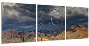 Obraz - kaktusy v prírode (s hodinami) (90x30 cm)