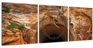 Obraz - tunel v skale (s hodinami) (90x30 cm)