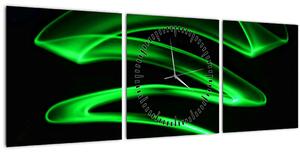 Obraz - neónové vlny (s hodinami) (90x30 cm)