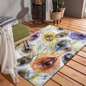 Fenomenálny farebný koberec s motívom pávích pierok krémová Šírka: 80 cm | Dĺžka: 150 cm