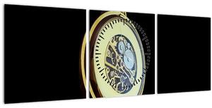 Obraz zlatých vreckových hodiniek (s hodinami) (90x30 cm)