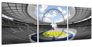 Obraz - futbalový štadión (s hodinami) (90x30 cm)