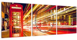 Obraz červené londýnske telefónne búdky (s hodinami) (90x30 cm)