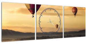 Obraz - lietajúce balóny (s hodinami) (90x30 cm)