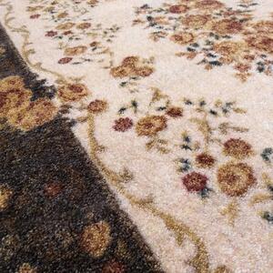 Hnedý vintage koberec s motívom kvetov Šírka: 120 cm | Dĺžka: 170 cm