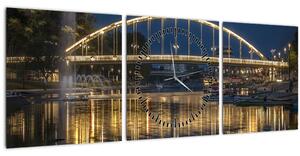 Obraz mosta s fontánou (s hodinami) (90x30 cm)