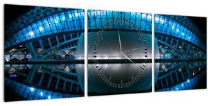 Obraz futbalového štadióna (s hodinami) (90x30 cm)