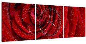 Obraz - detail ruže (s hodinami) (90x30 cm)