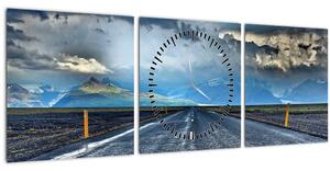 Obraz cesty v búrke (s hodinami) (90x30 cm)