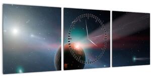 Obraz planétky (s hodinami) (90x30 cm)