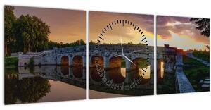 Obraz mostu (s hodinami) (90x30 cm)