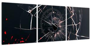 Abstraktný obraz - rozbité sklo (s hodinami) (90x30 cm)