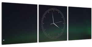 Obraz polárna žiara (s hodinami) (90x30 cm)