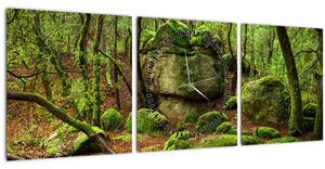Obraz čarovného lesa (s hodinami) (90x30 cm)