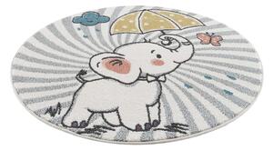 Moderný krémový detský okrúhly koberec sloník šťastia krémová Šírka: 120 cm