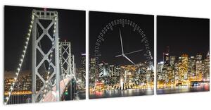 Obraz Brooklynského mostu a New Yorku (s hodinami) (90x30 cm)