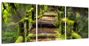 Obraz schodov v dažďovom pralese (s hodinami) (90x30 cm)