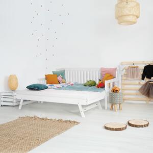 KONDELA Detská rozkladacia posteľ s prístelkou, biela, masív, PEDREZA